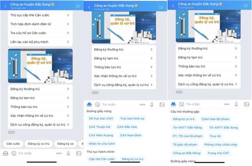 Hiệu quả từ mô hình “Tuyên truyền, hỗ trợ tư vấn thủ tục hành chính tự động trên Zalo OA” của Công an huyện Đắk Song